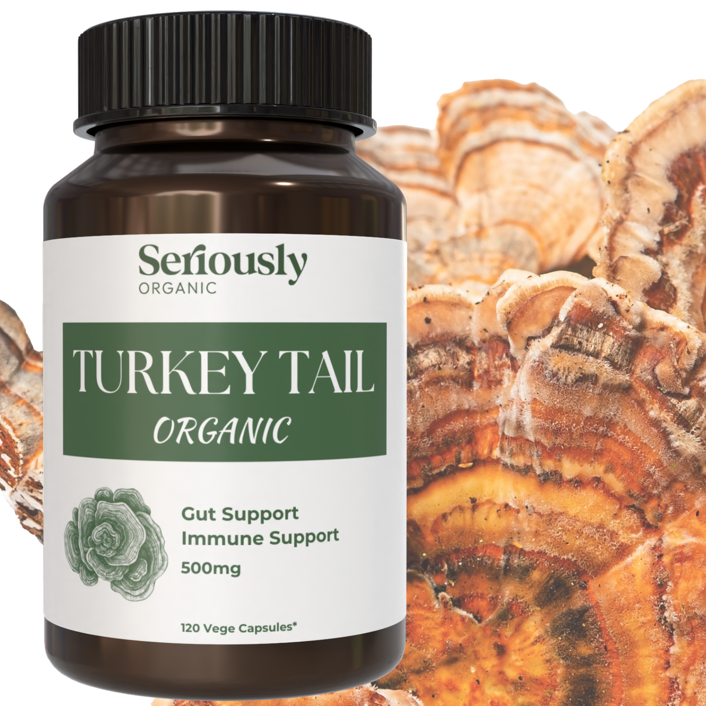 Organic Turkey Tail Mushroom Capsules :: 2 Months Supply image 1