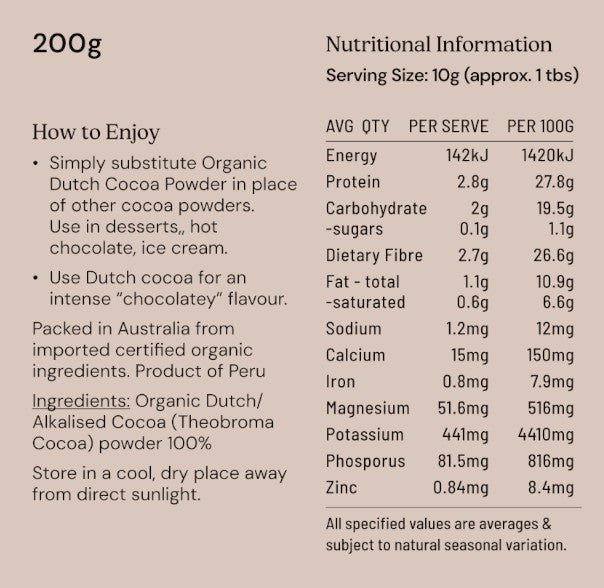 Cocoa Powder Dutch Organic