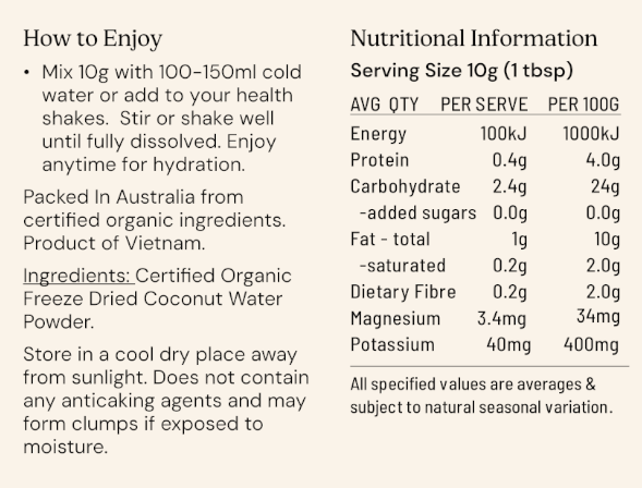 Coconut Water Powder Freeze Dried Organic