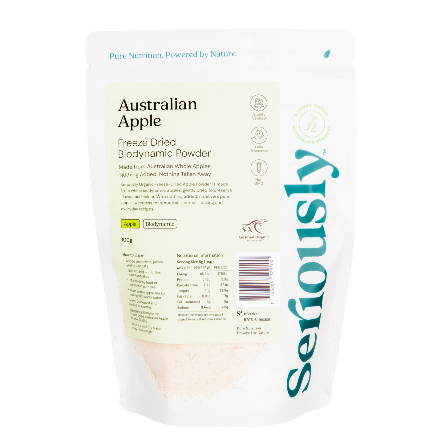 Apple Powder Freeze Dried Australian Biodynamic