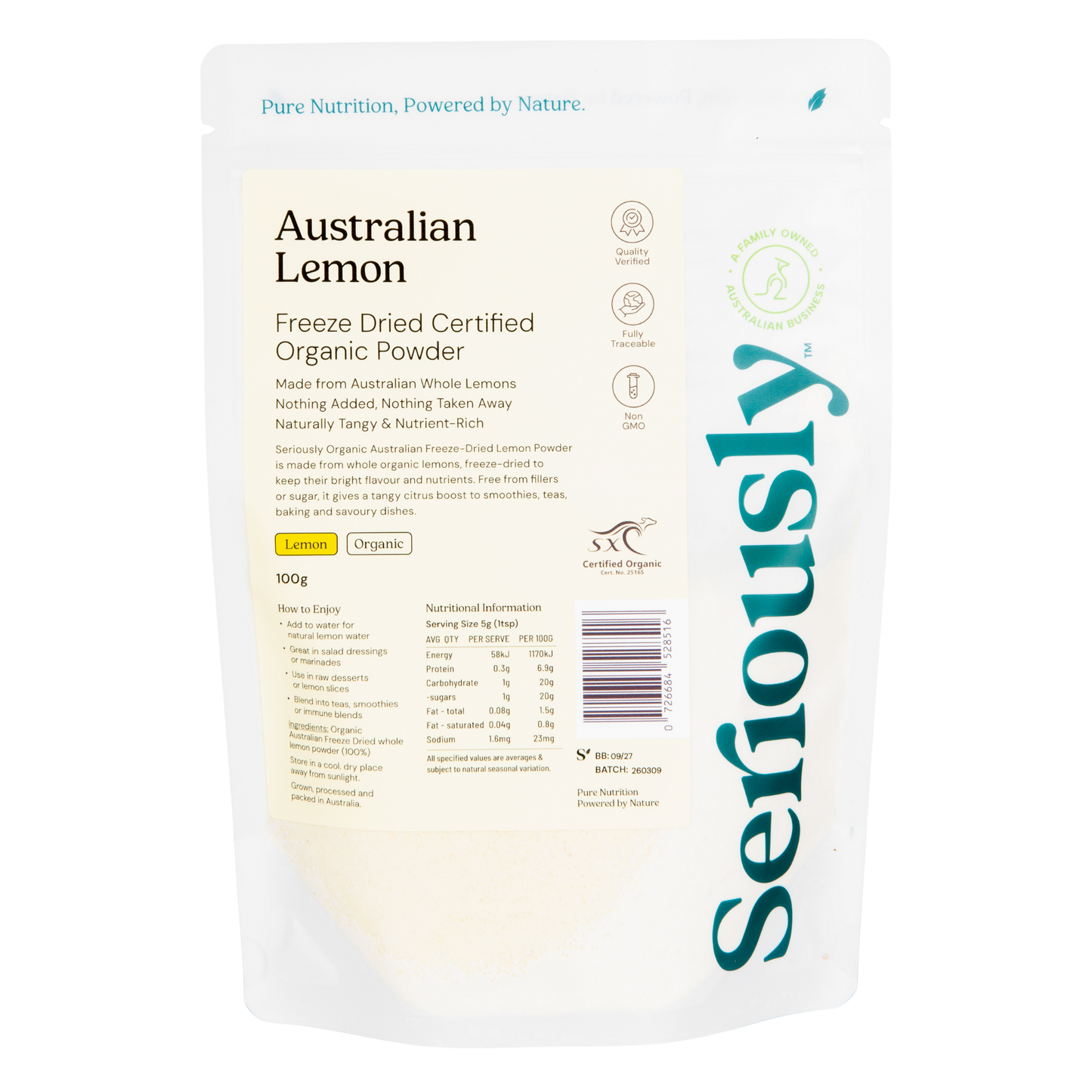 Lemon Powder Freeze Dried Australian Organic