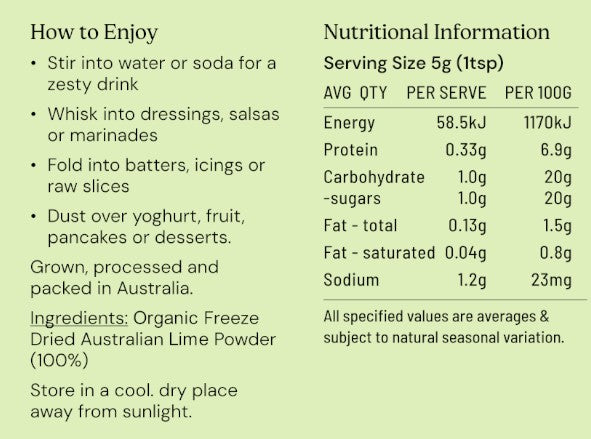 Lime Powder Freeze Dried Australian Organic