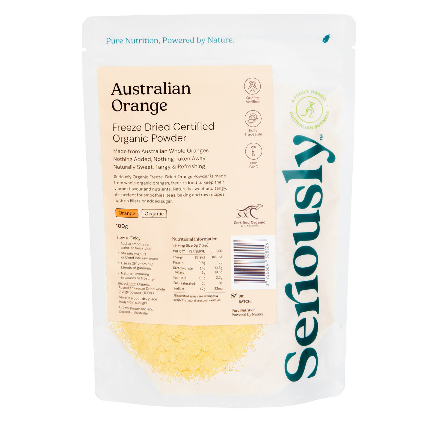 Orange Powder Freeze Dried Australian Organic