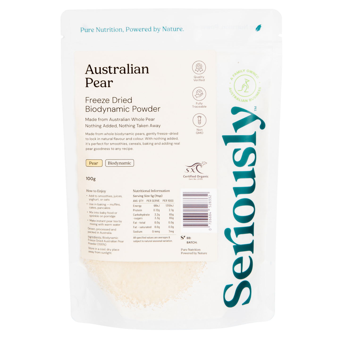 Pear Powder Freeze Dried Australian Biodynamic