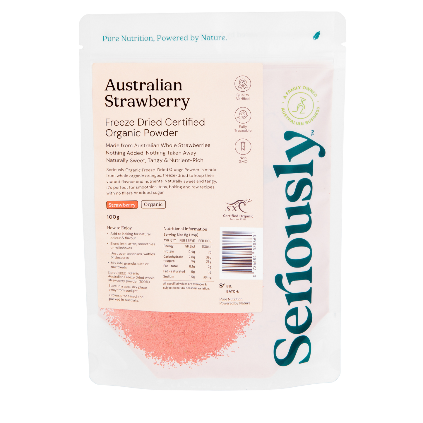 Strawberry Powder Freeze Dried Australian Organic