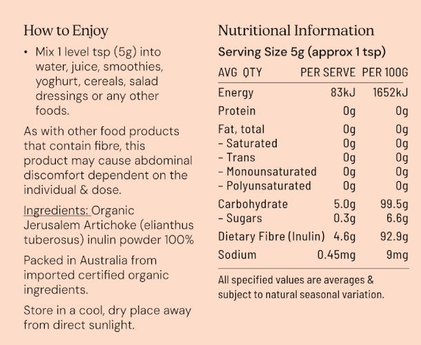 Inulin Jerusalem Artichoke Powder Organic