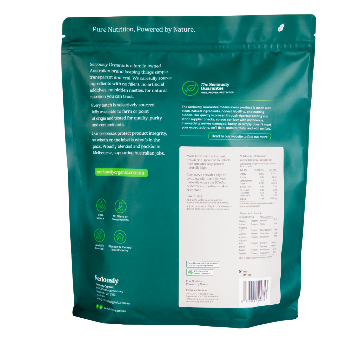 Organic Brown Rice Protein Powder - Sprouted