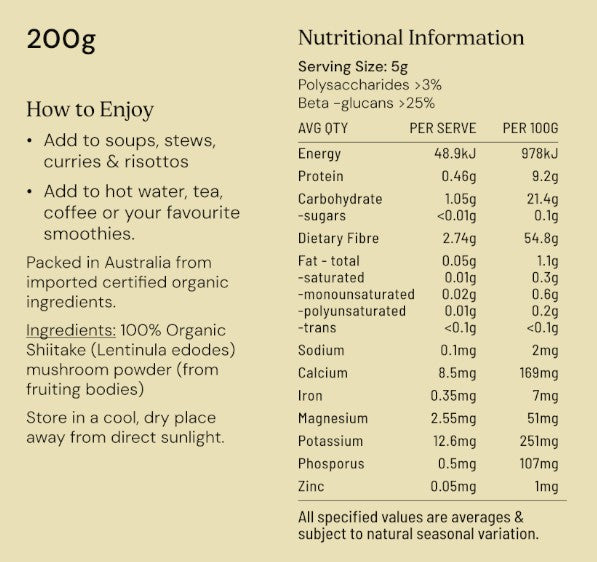 Shiitake Mushroom Powder Organic