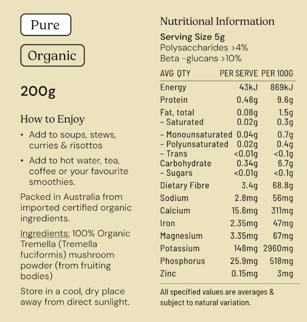 Organic Tremella Mushroom Powder