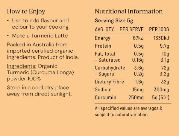Turmeric / Tumeric (Curcumin) Powder Organic 5-6% Curcumin