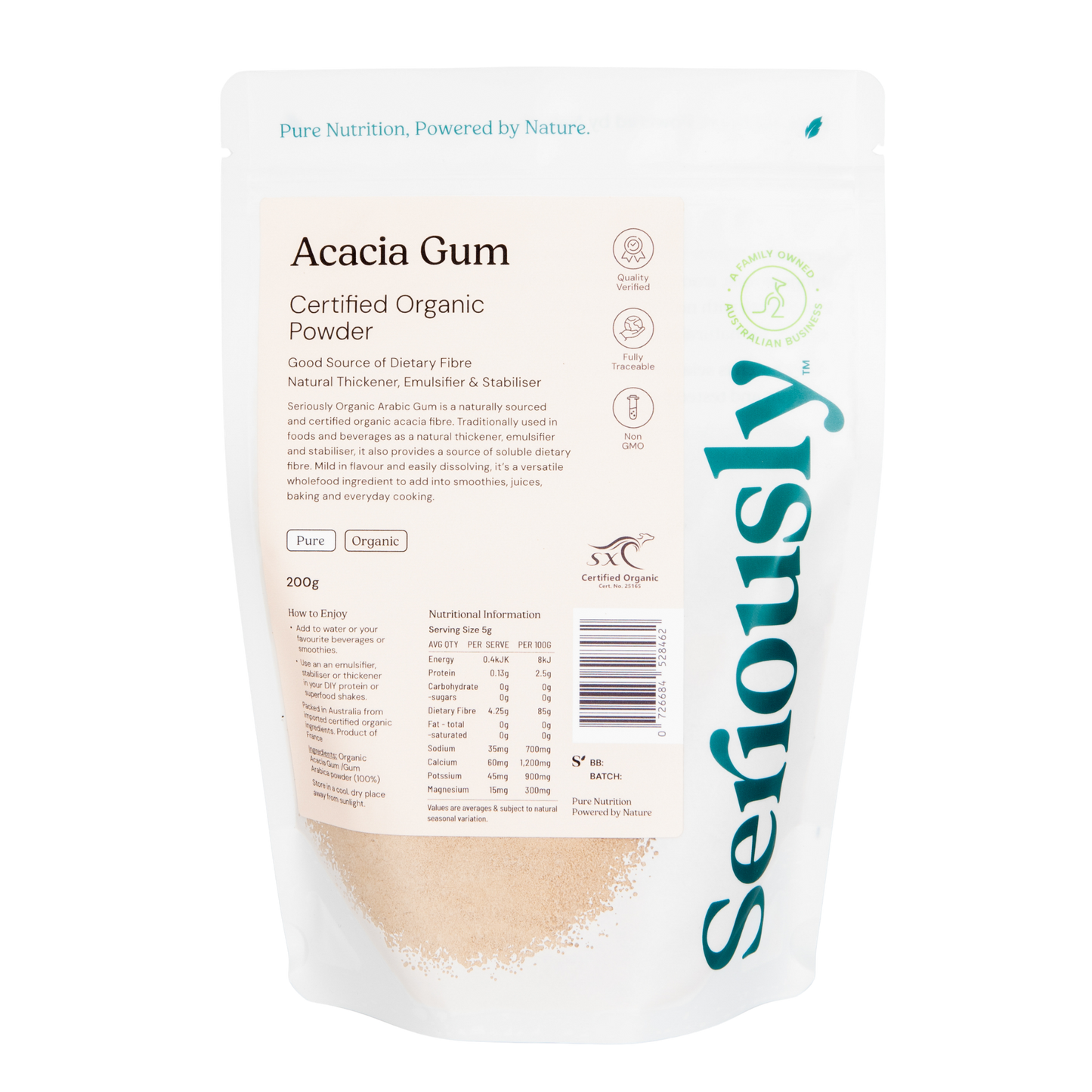 Acacia Gum, Gum Arabic Organic Powder