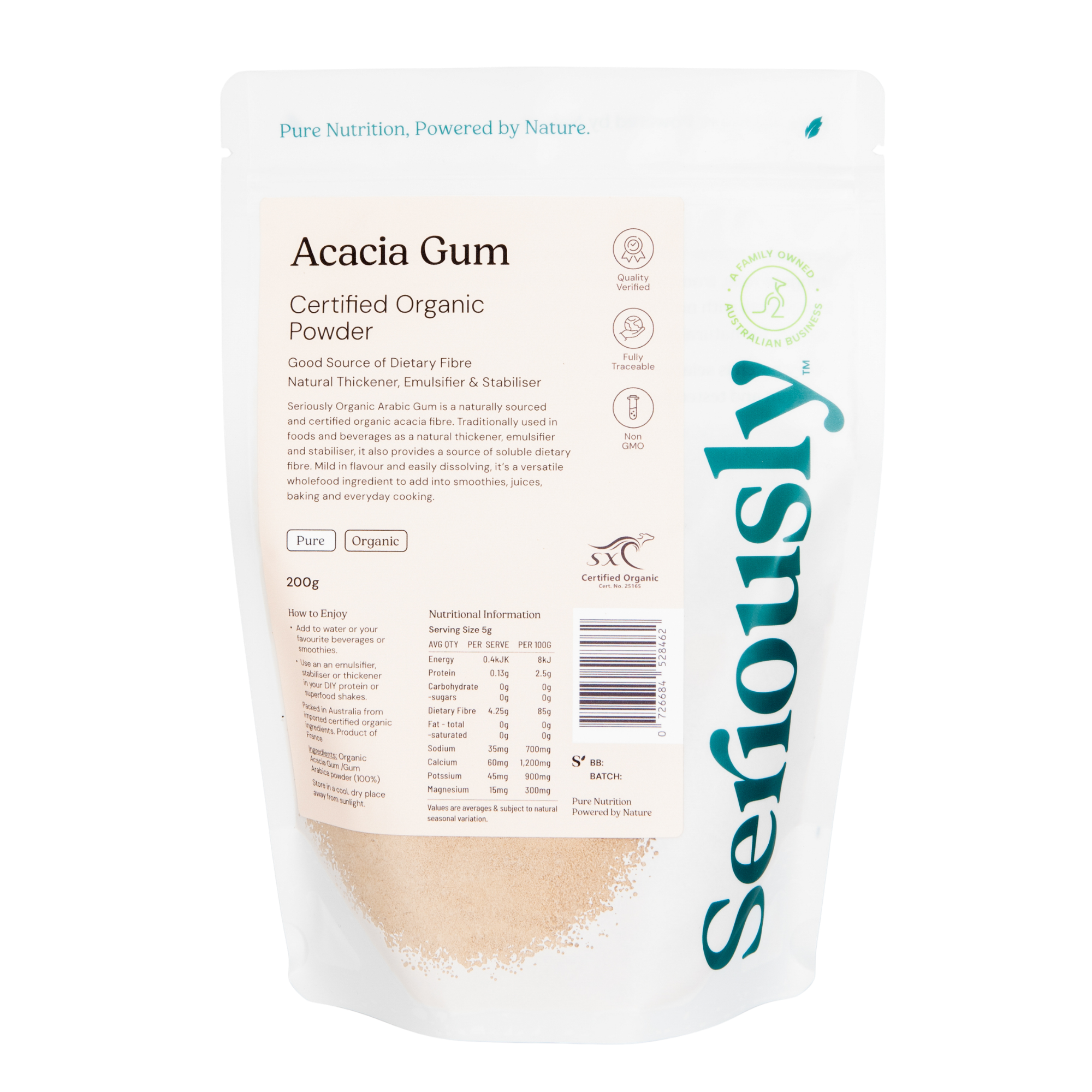Acacia Gum, Gum Arabic Organic Powder