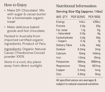 Cacao Powder Natural Organic