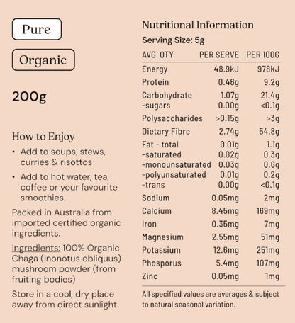 Chaga Mushroom Powder Organic