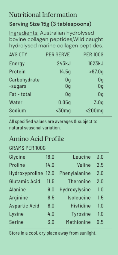 Collagen Peptide Blend Premium Australian Bovine & Wild Caught Marine Collagen