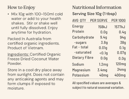Coconut Water Powder Freeze Dried Organic