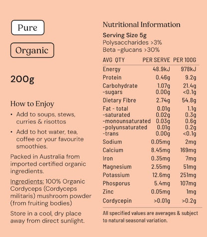 Cordyceps Mushroom Powder Organic