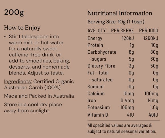 Carob Powder Organic Australian Roasted