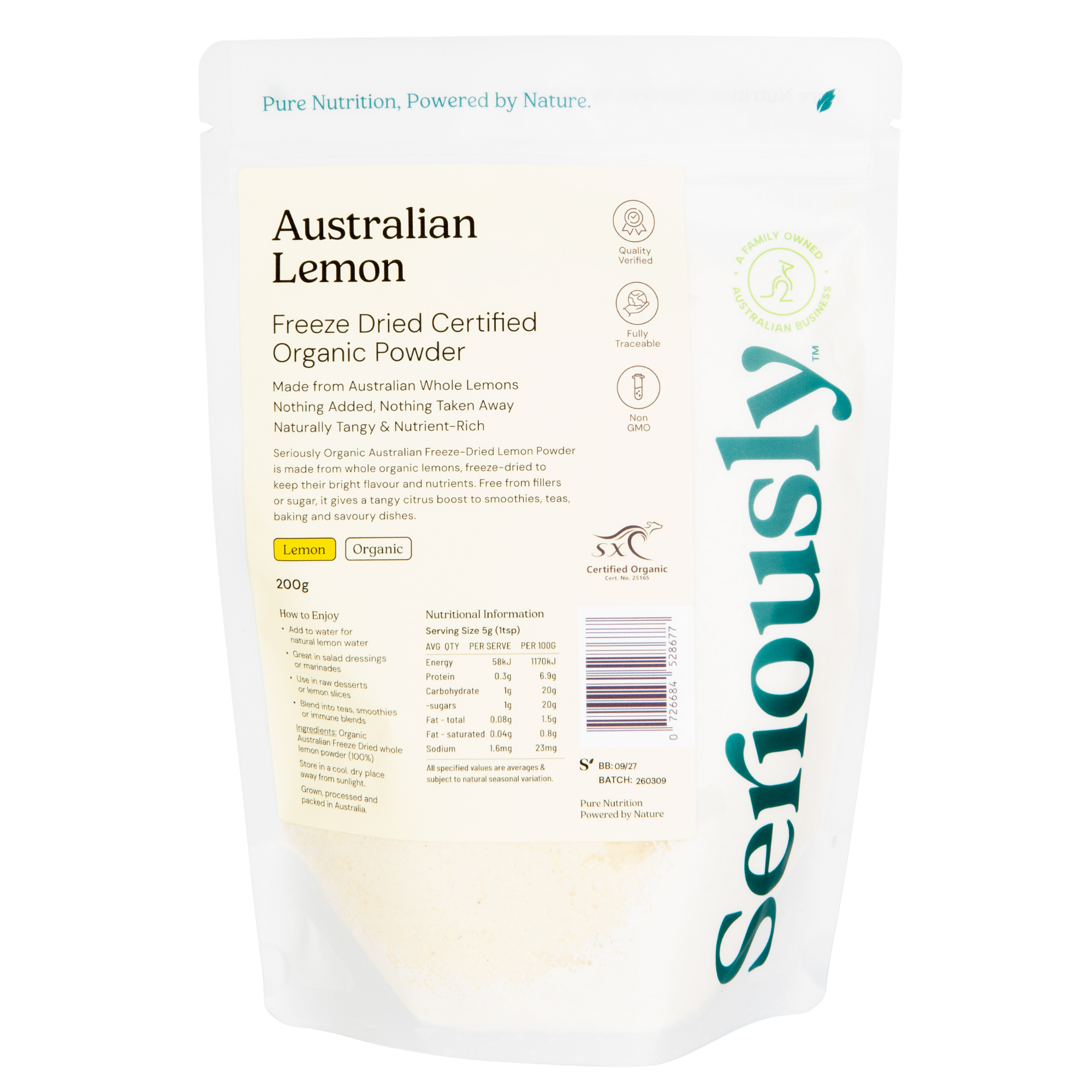 Lemon Powder Freeze Dried Australian Organic
