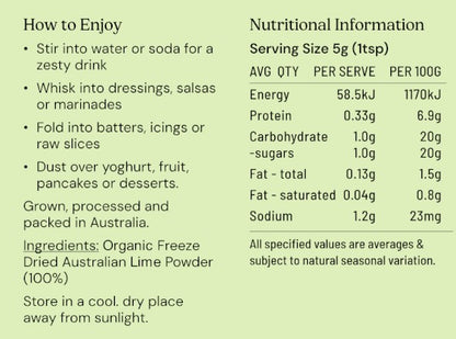 Lime Powder Freeze Dried Australian Organic