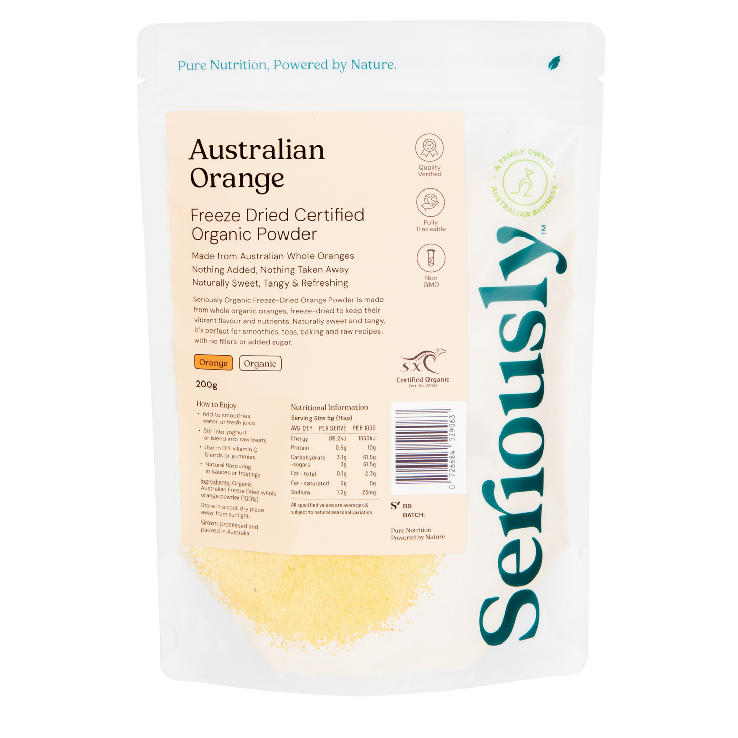 Orange Powder Freeze Dried Australian Organic