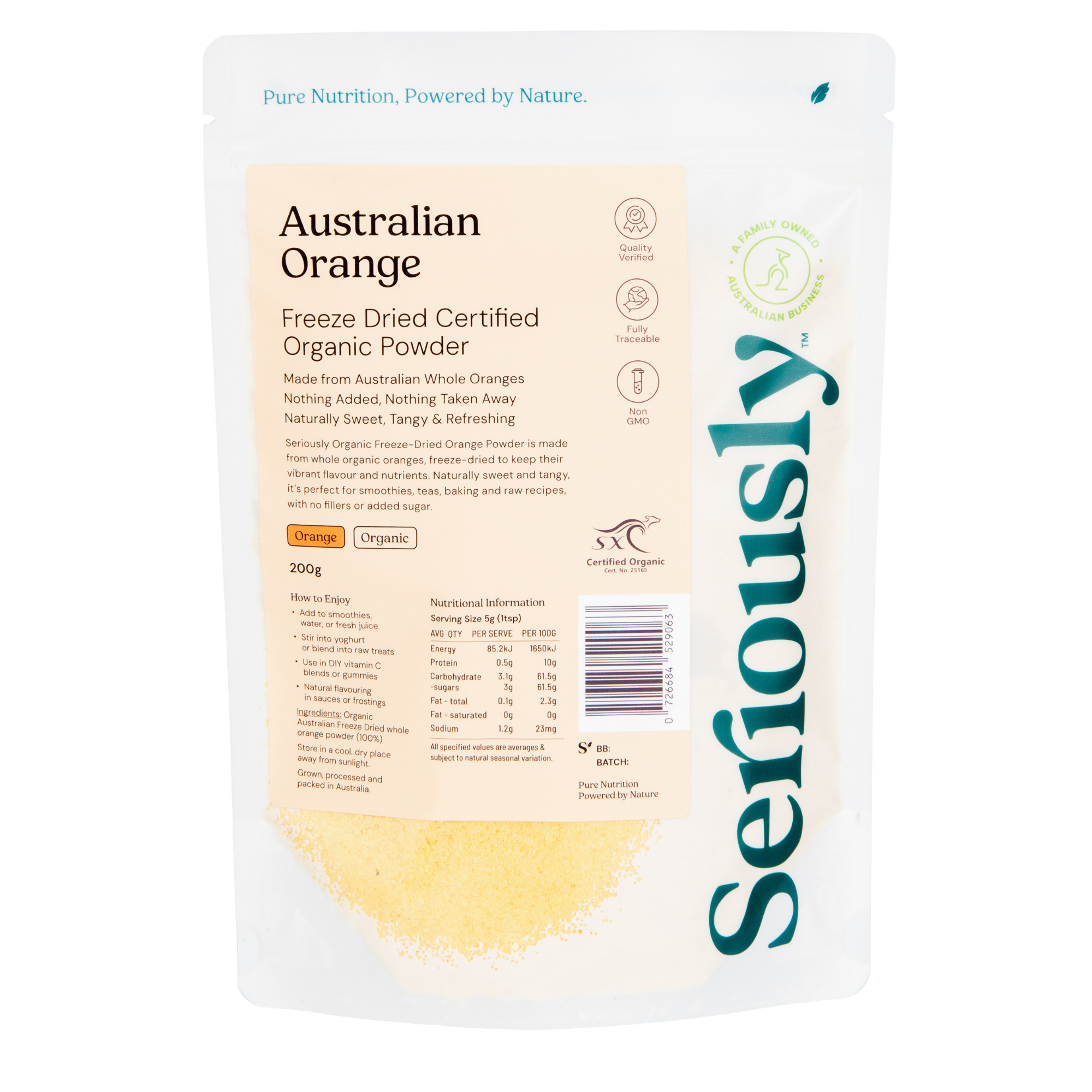 Orange Powder Freeze Dried Australian Organic