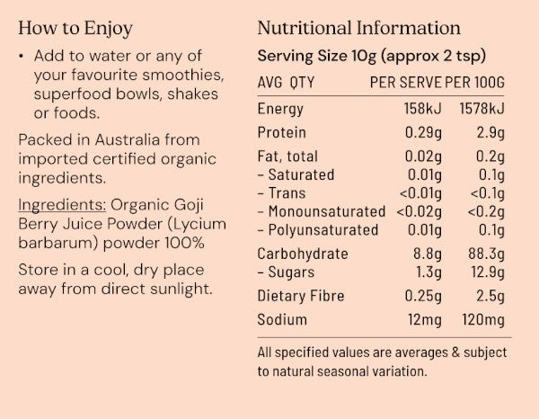 Goji Berry Juice Powder Organic