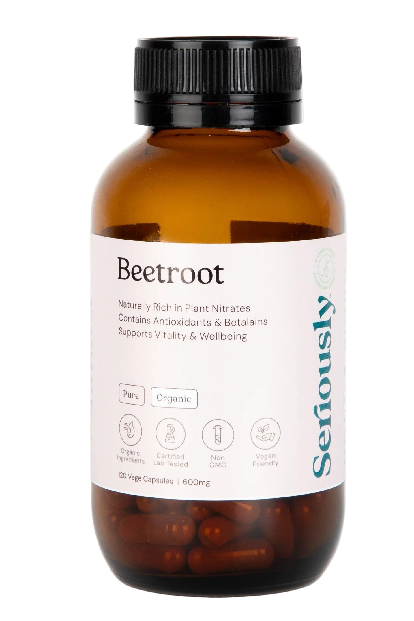 Organic Beetroot Capsules – 600mg (120 Vege Caps)