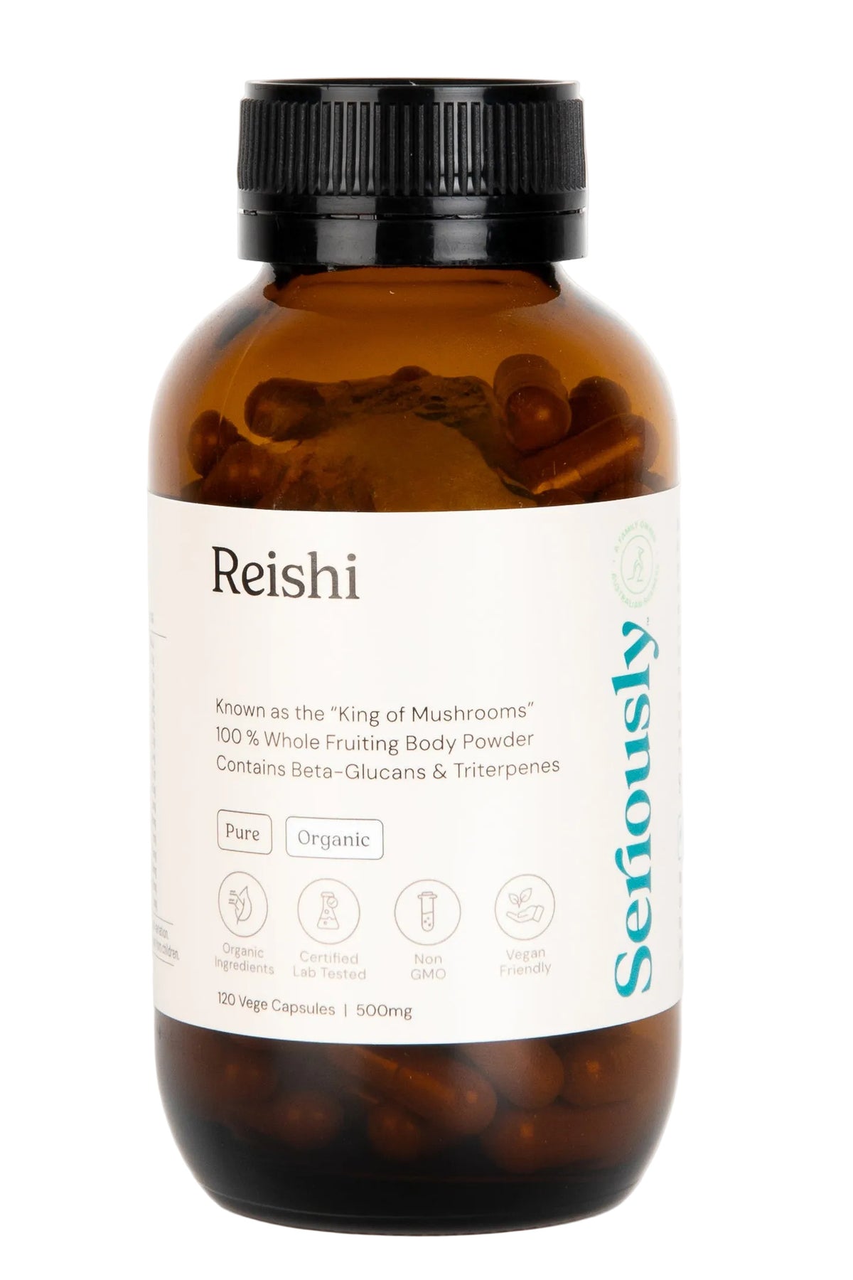 Organic Reishi Mushroom Capsules – 500mg (120 Vege Caps)