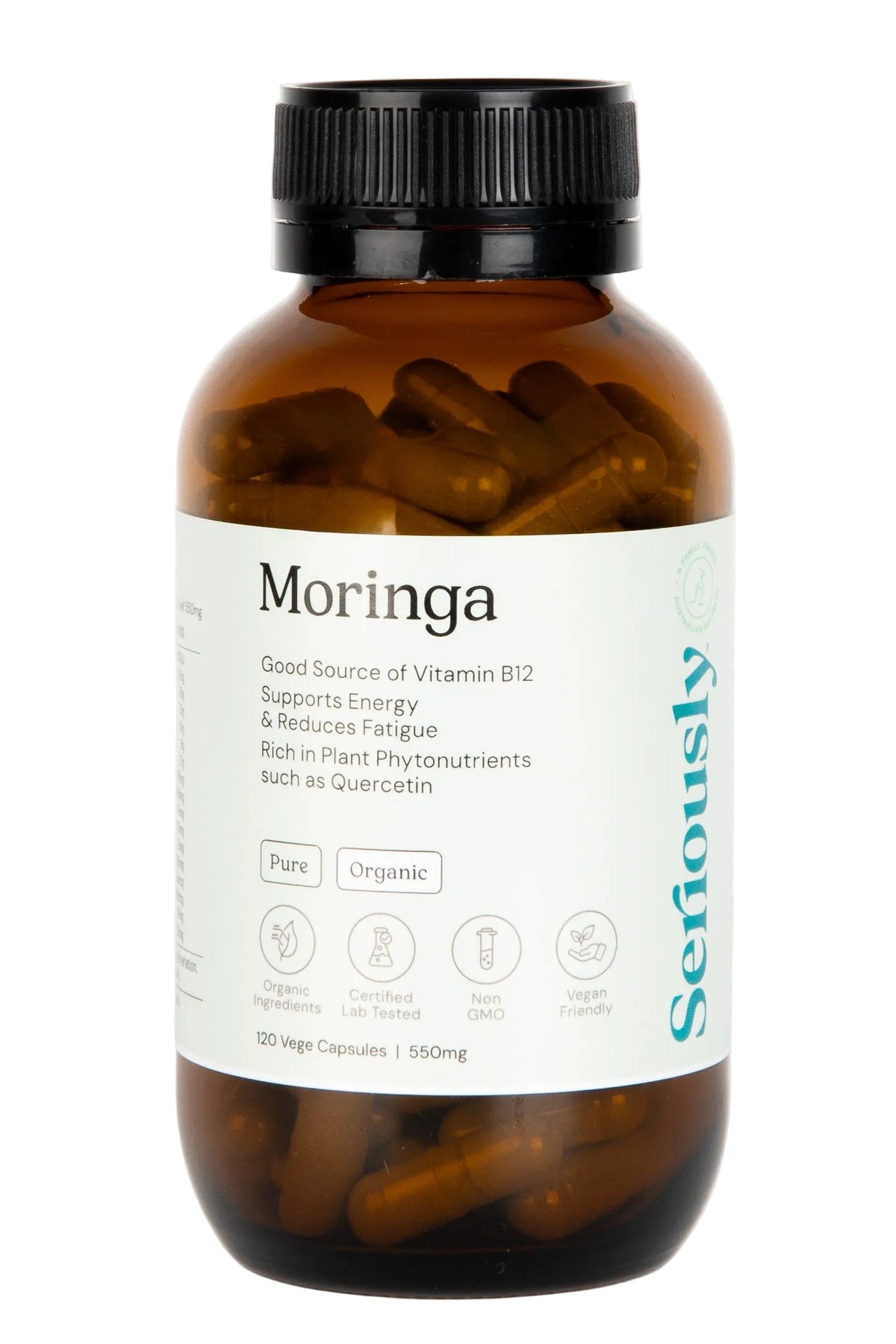 Organic Moringa Leaf Capsules – 550mg (120 Vege Caps)