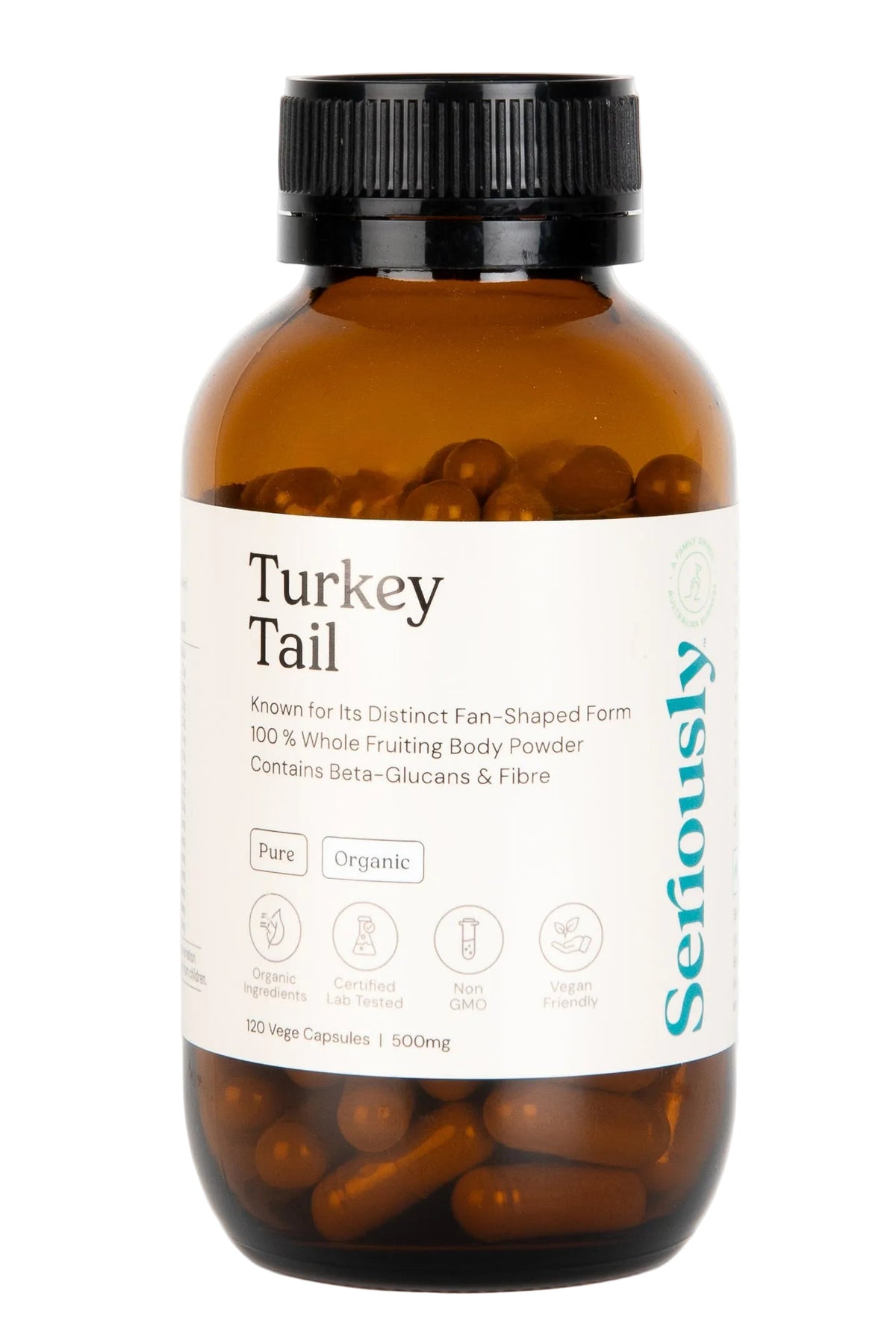 Organic Turkey Tail Mushroom Capsules 500mg (120 Vege Caps)