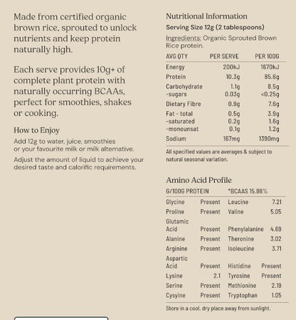 Brown Rice Protein Powder Organic - Sprouted