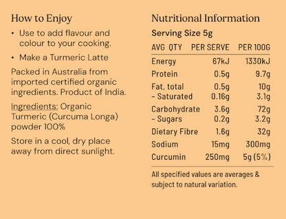 Turmeric / Tumeric (Curcumin) Powder Organic 5-6% Curcumin