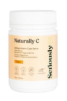 Supplement container labeled 'Naturally C' with a beige label on a white background