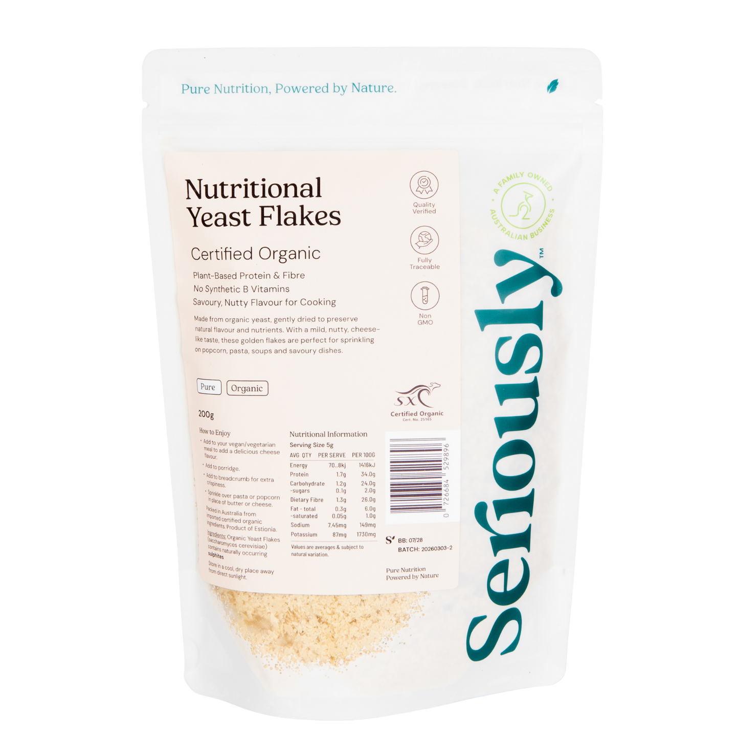 Nutritional Yeast Flakes Organic - NON Fortified